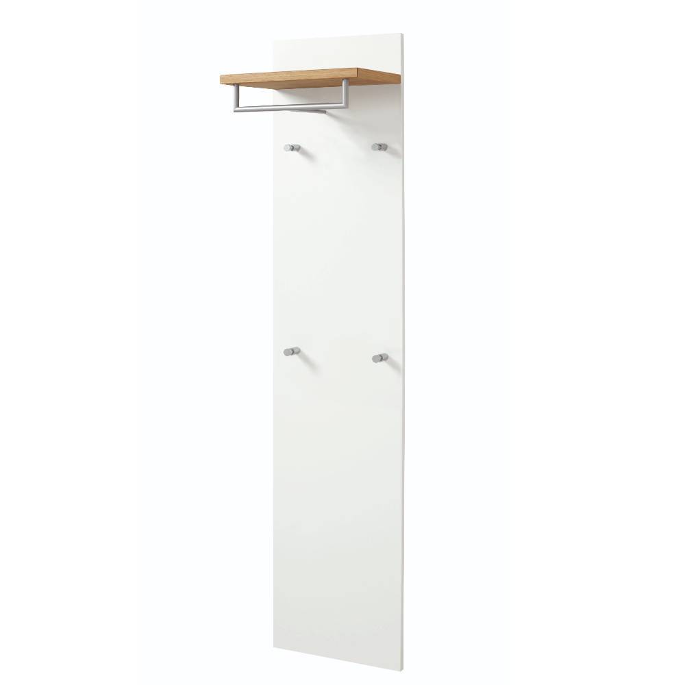 Garderobe in Weiß und Balkeneiche Furnier - Danita