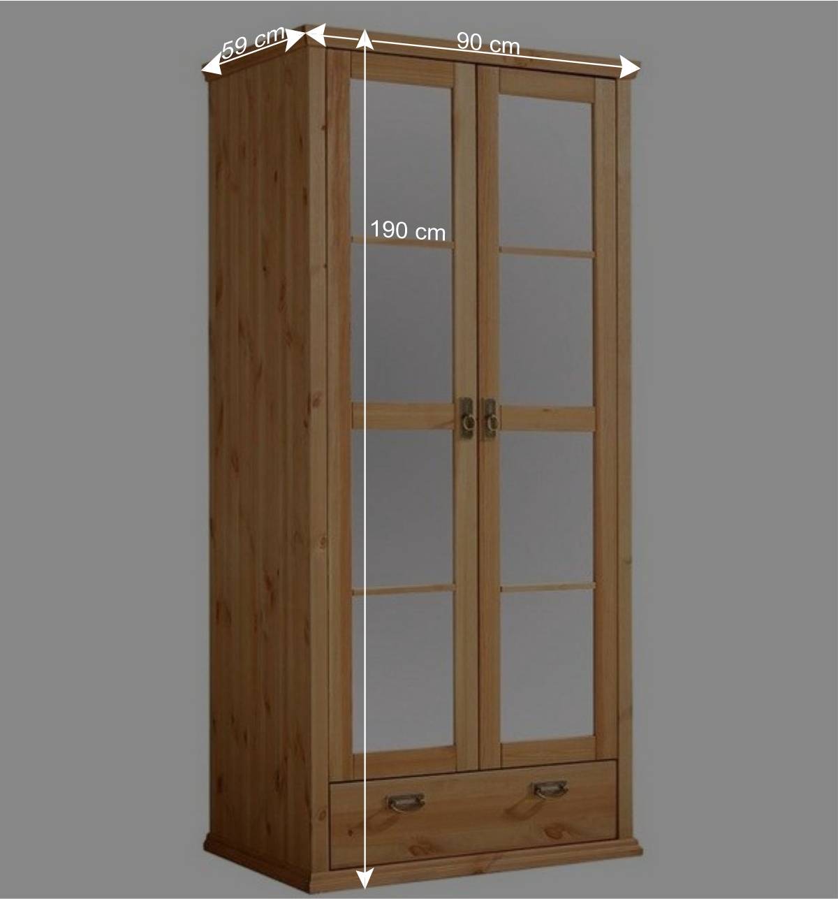 90x190x59 Spiegeltüren Kleiderschrank mit Schublade - Inhusa