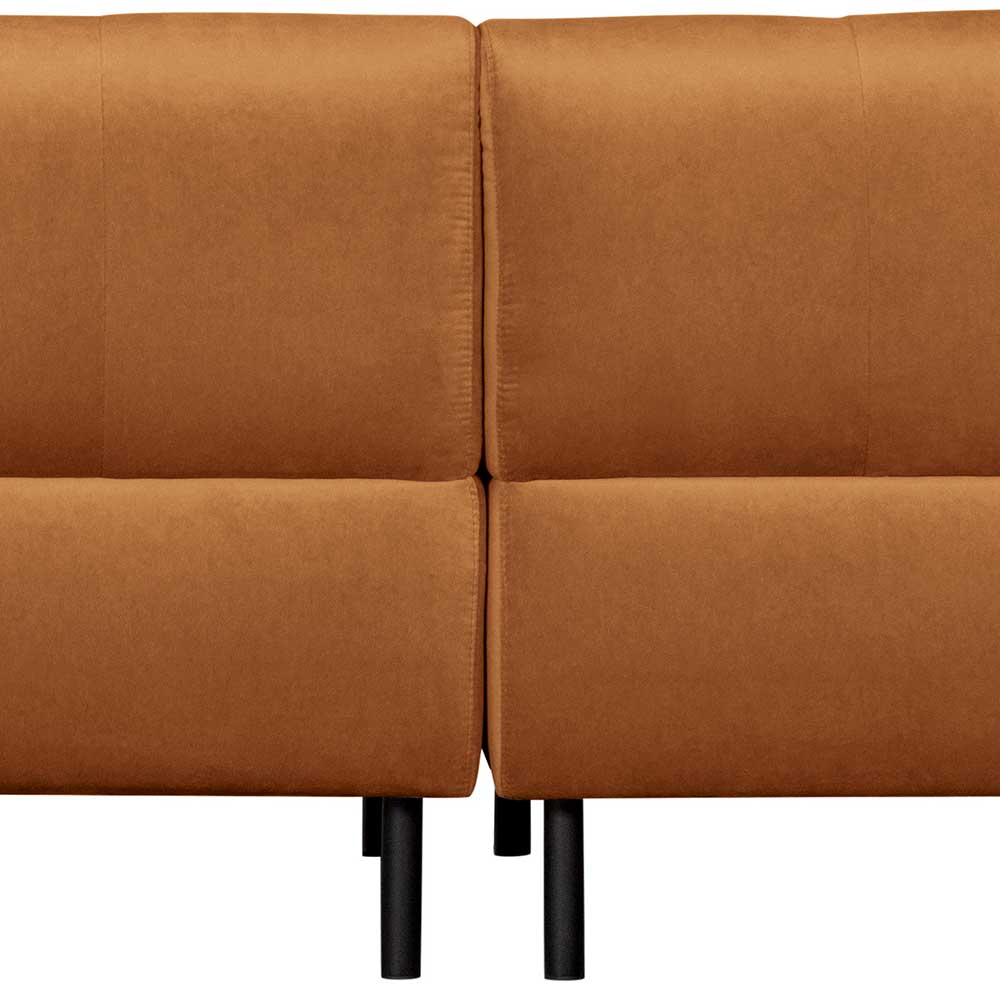 L-Form Couch in Hellbraun Samtbezug - Ulrike