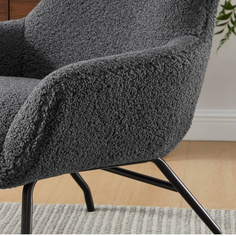 Sessel mit Hocker in Anthrazit - Matze (zweiteilig)