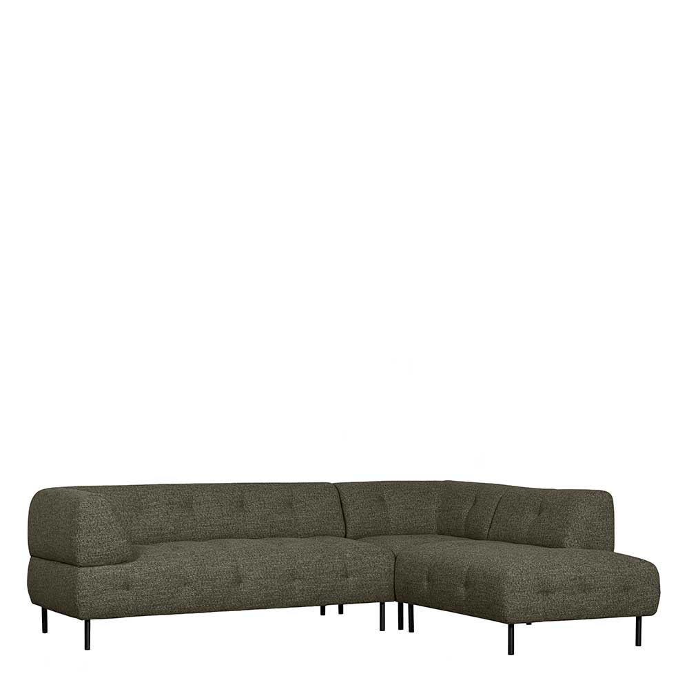 L Sofa aus Strukturstoff in Dunkelgrün - Teresia