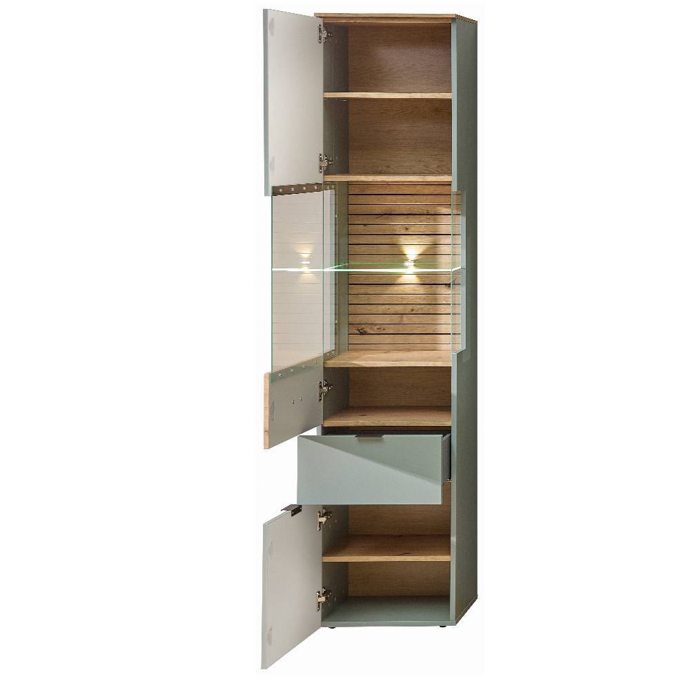 Vitrine in Graugrün und Wildeiche - Halimi