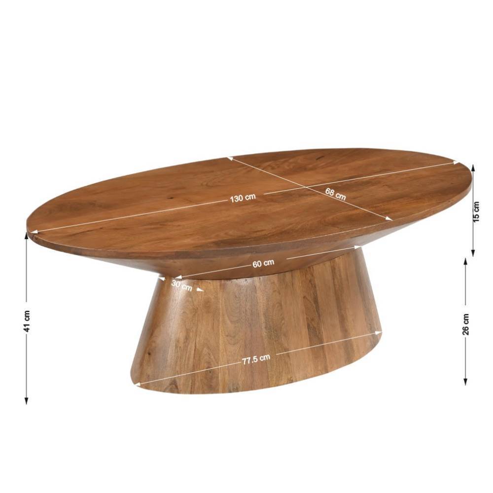 Massivholz-Couchtisch in ovaler Form - Galadira