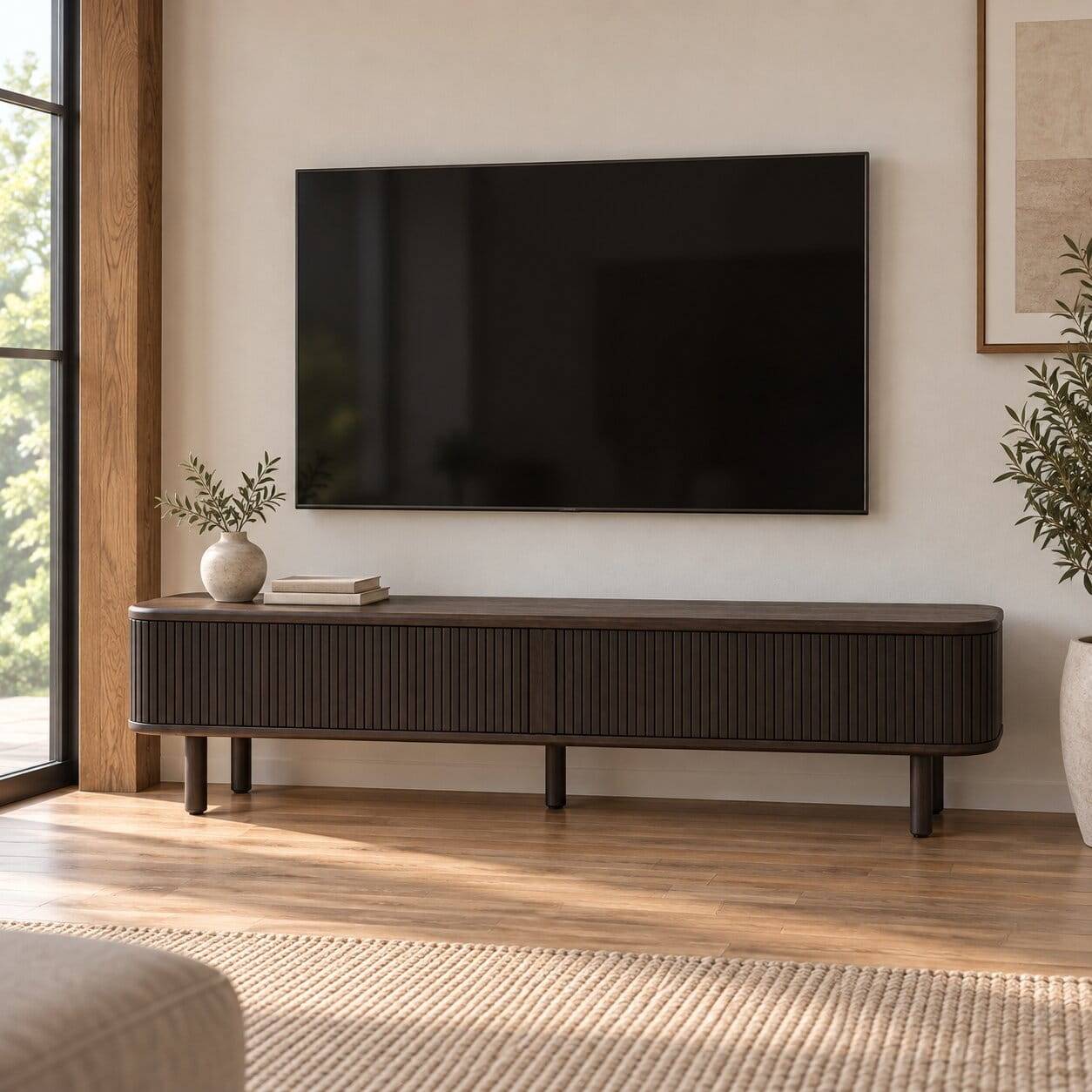 TV Lowboard in Schwarzbraun Esche - Tadaco