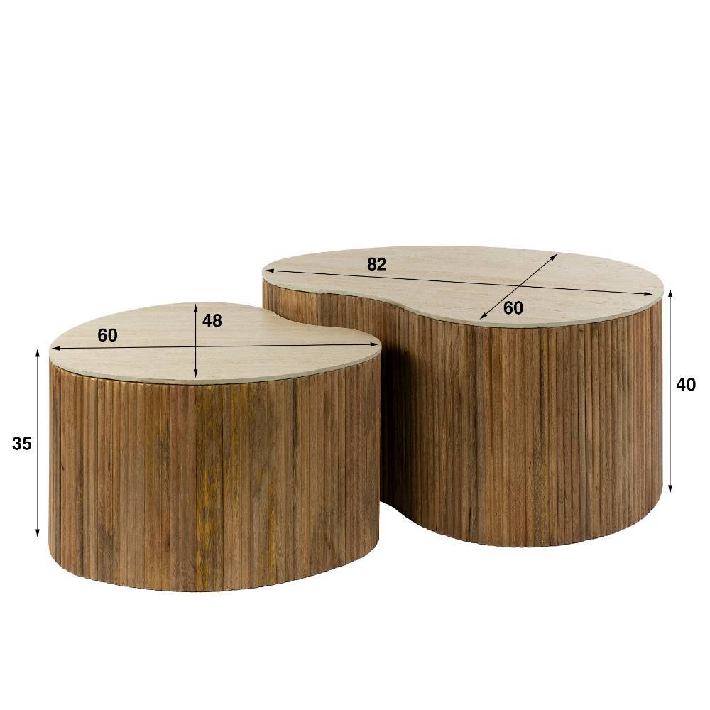 Couchtisch Duo in Travertin Optik - Cervasius (zweiteilig)