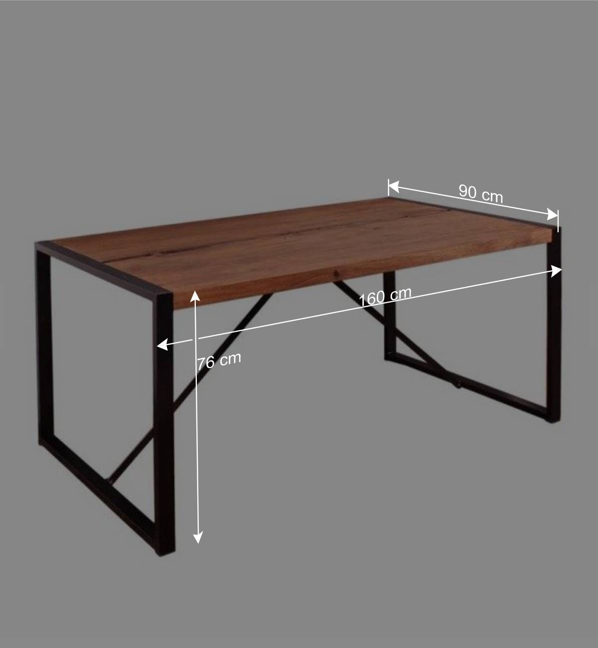Loft Design Tisch Smantana mit Metall schwarz und Holz Akazie