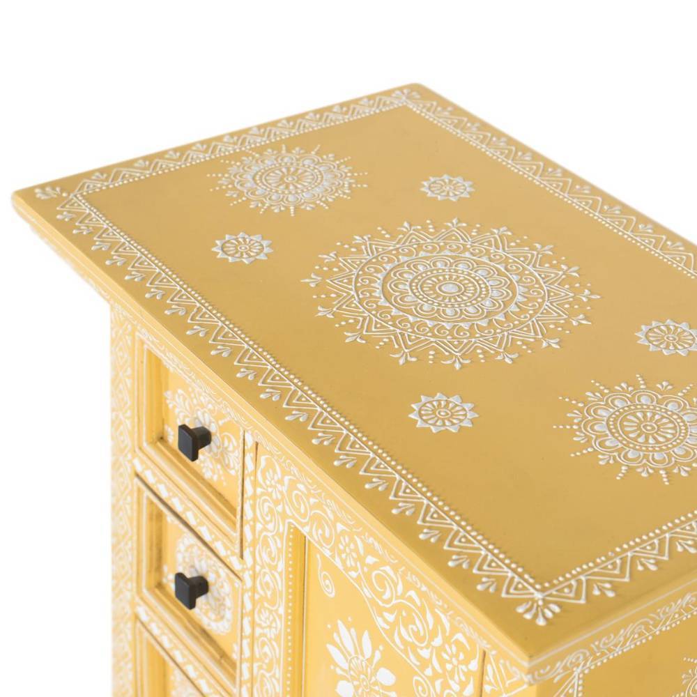 Boho Kommode in Gelb und Weiß - Witenga