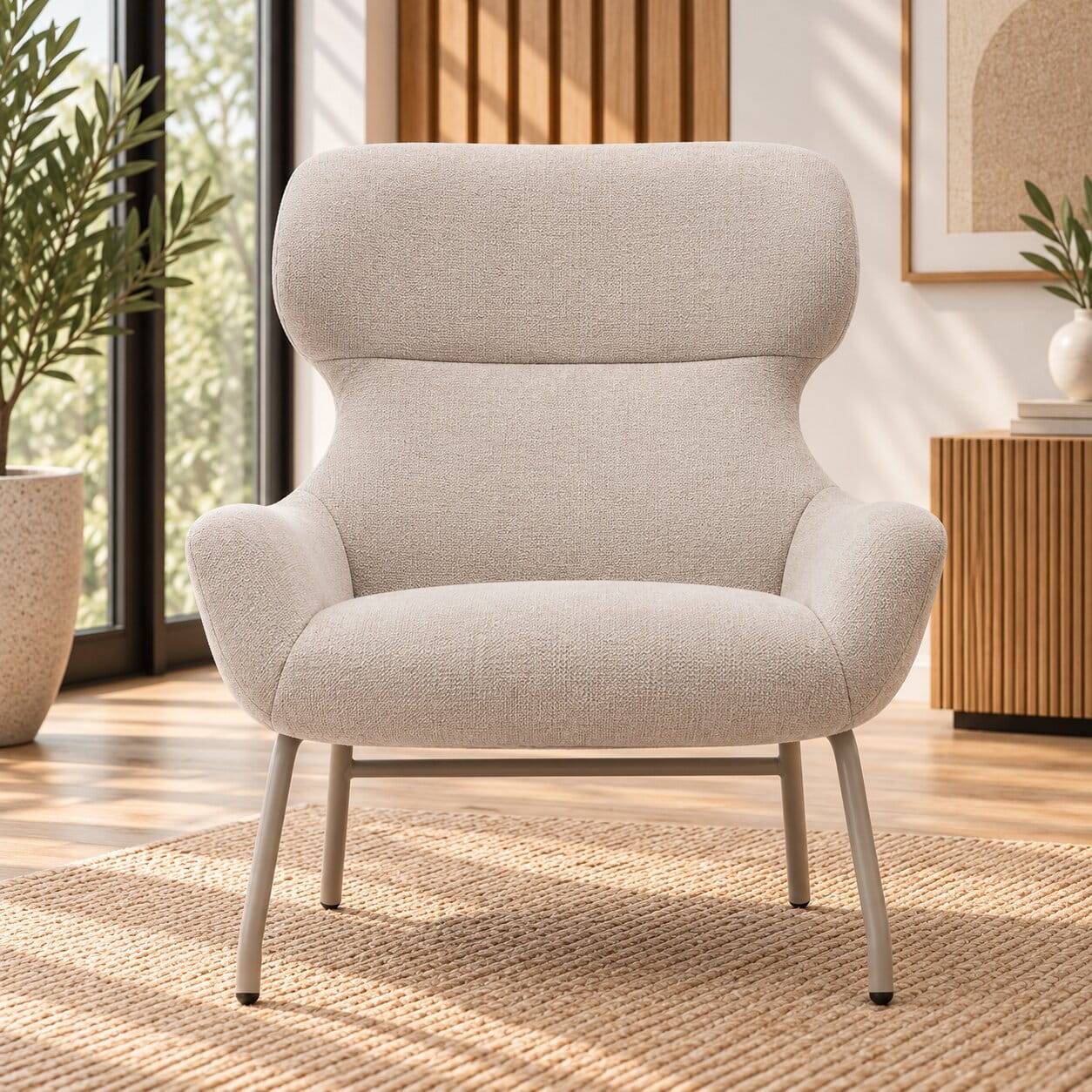 Komfortsessel in Beige Chenille - Flawia