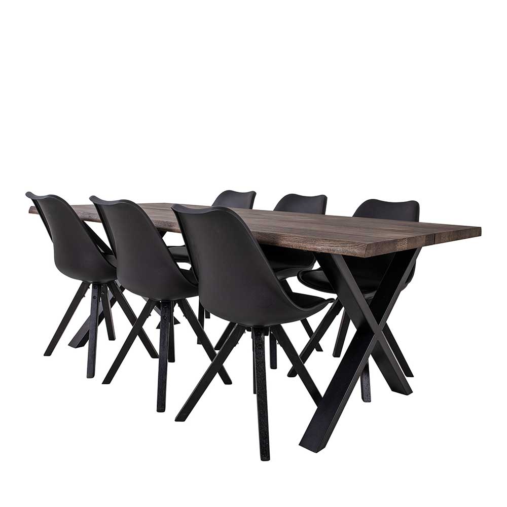 Tischgruppe mit Schalenstühlen - Luzanos (siebenteilig)