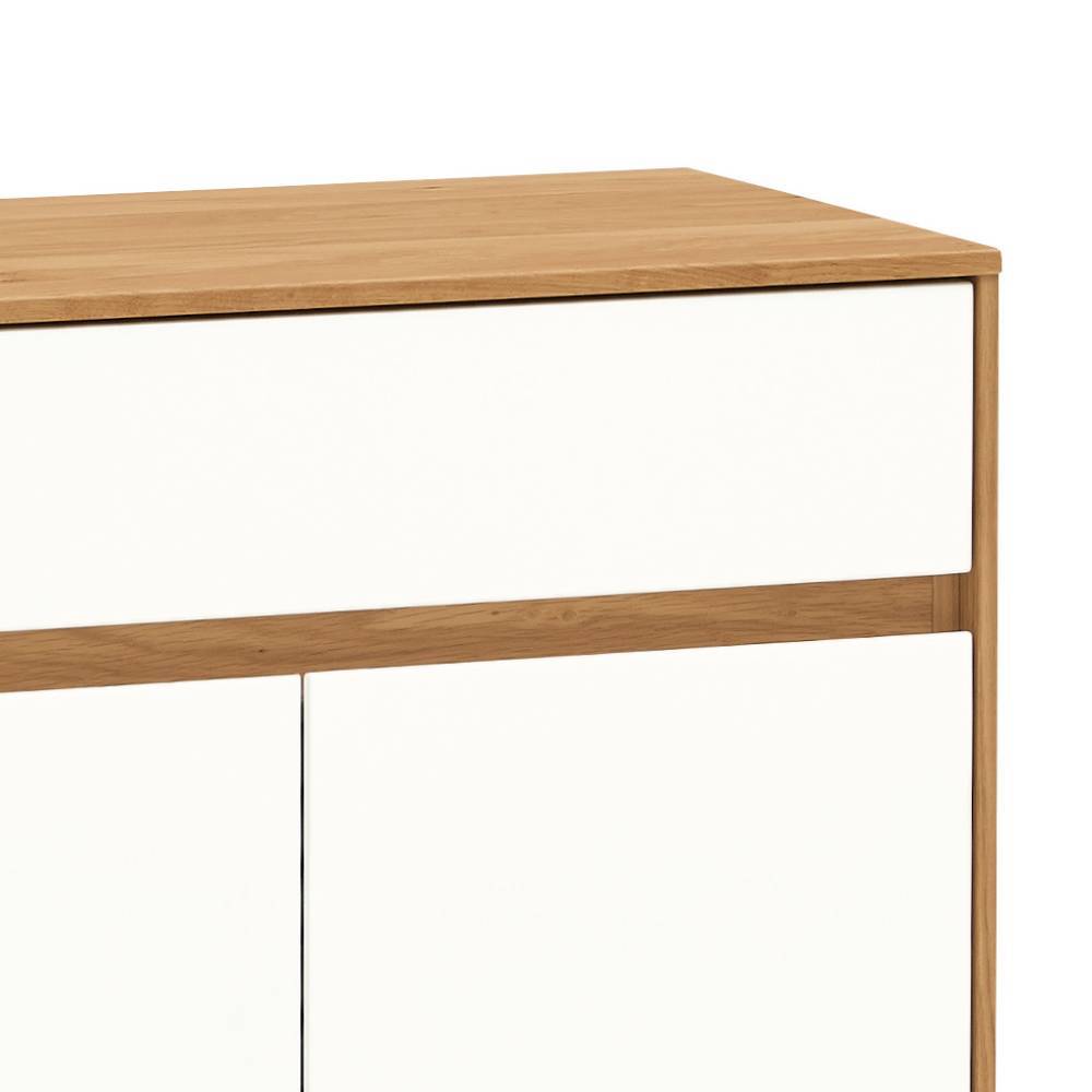 Weißer Schuhschrank mit Eiche Bianco Holzplatte und Schublade – Pablona