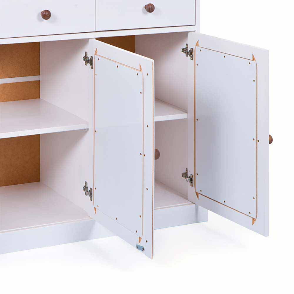 130 cm Kiefer Sideboard in Weiß Braun - Vatina