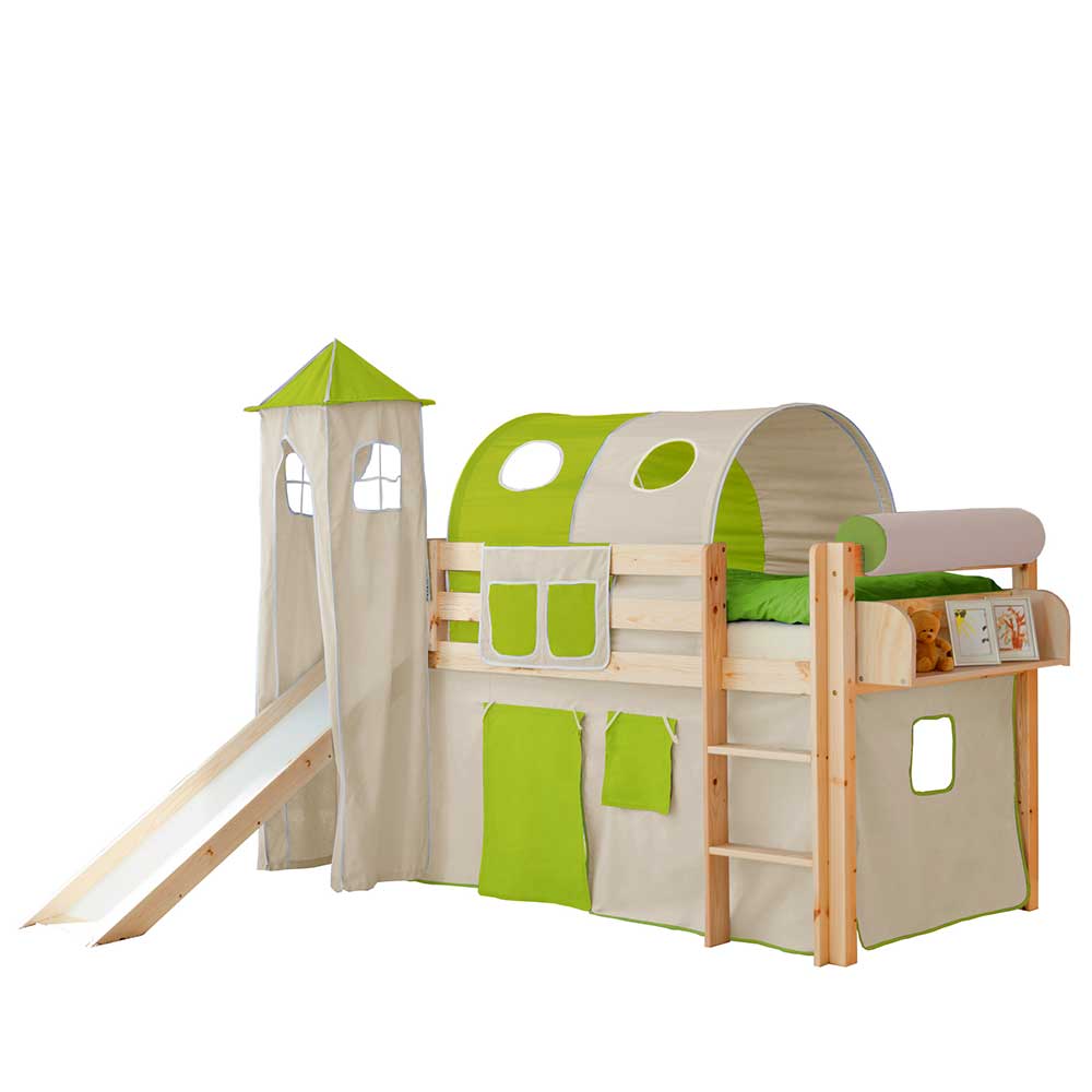 90x200 Kinderbett mit Rutsche & Turm - Jatama