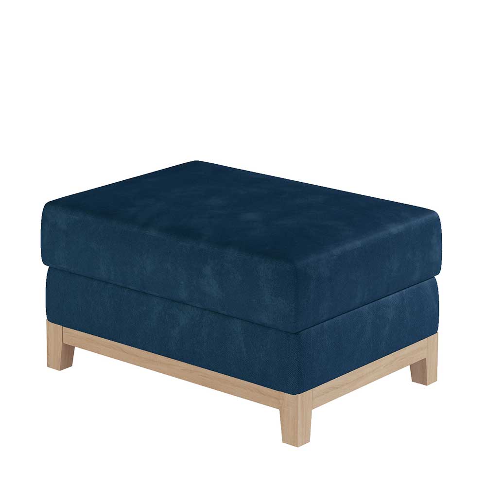 Couchhocker in Dunkelblau Velours - Tadeuz