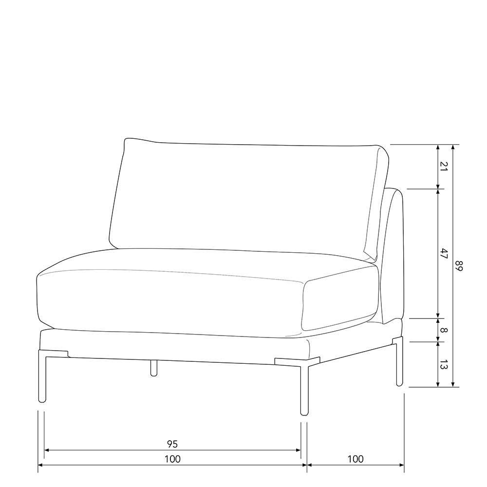 Mittelelement Couchmodul in Jeansblau - Imonas