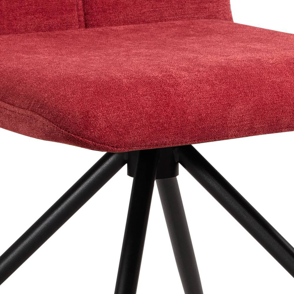 Stühle in Rot Flockstoff - Darius (2er Set)