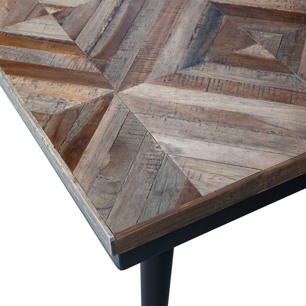 Wohnzimmer Tisch mit Recyclingholz Teak Furnier & Eisen - Jalatino