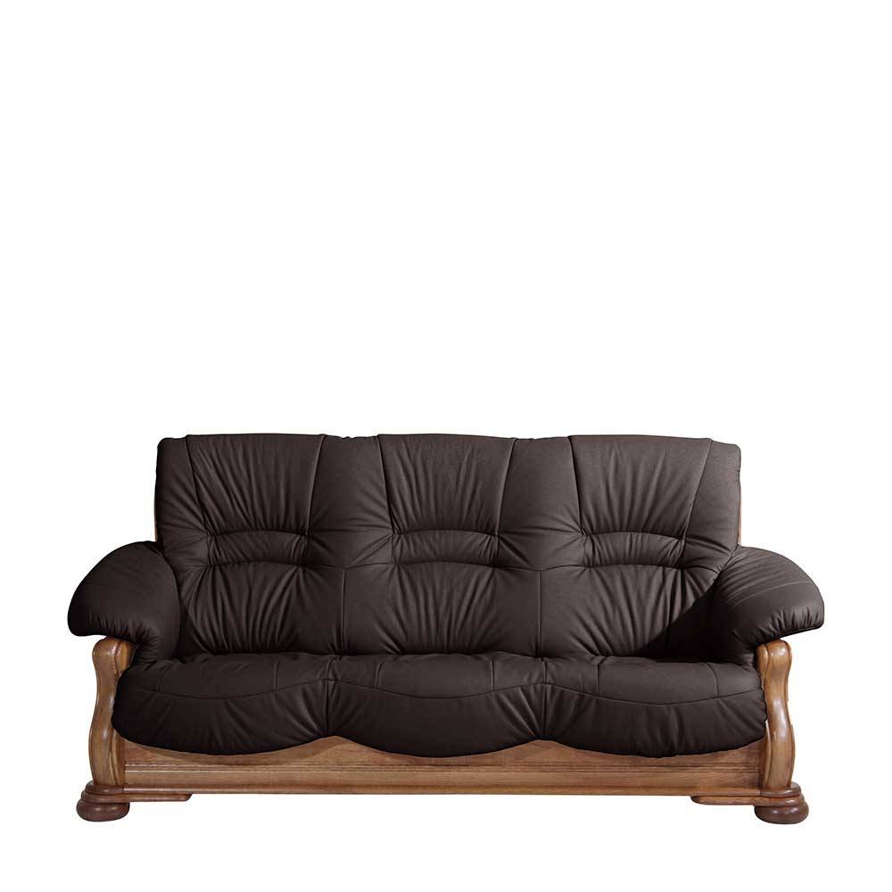Leder Sofa mit Federkern in Braun - Castelan