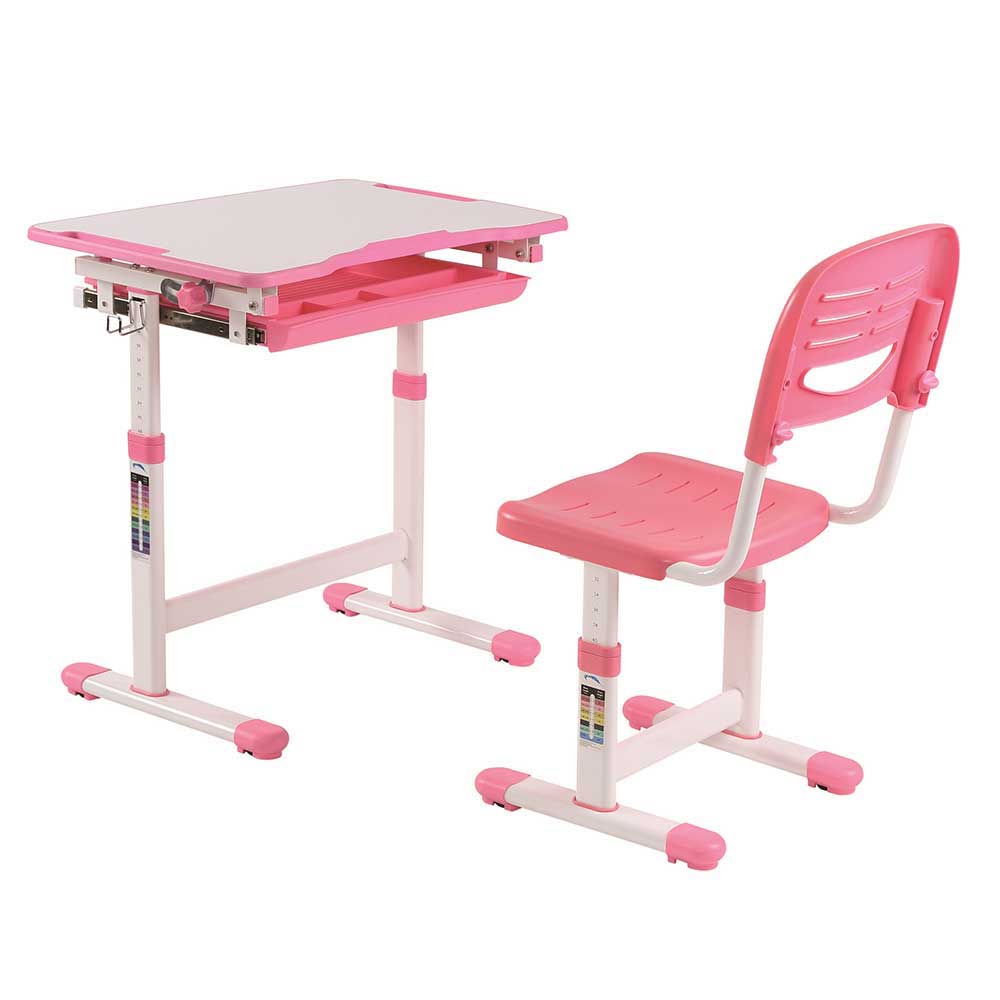 Schreibtisch für Mädchen in Rosa & Weiß Leverias mit Stuhl (zweiteilig)