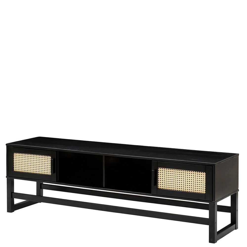TV Lowboard in Dunkelbraun mit Wiener Geflecht - Santiana