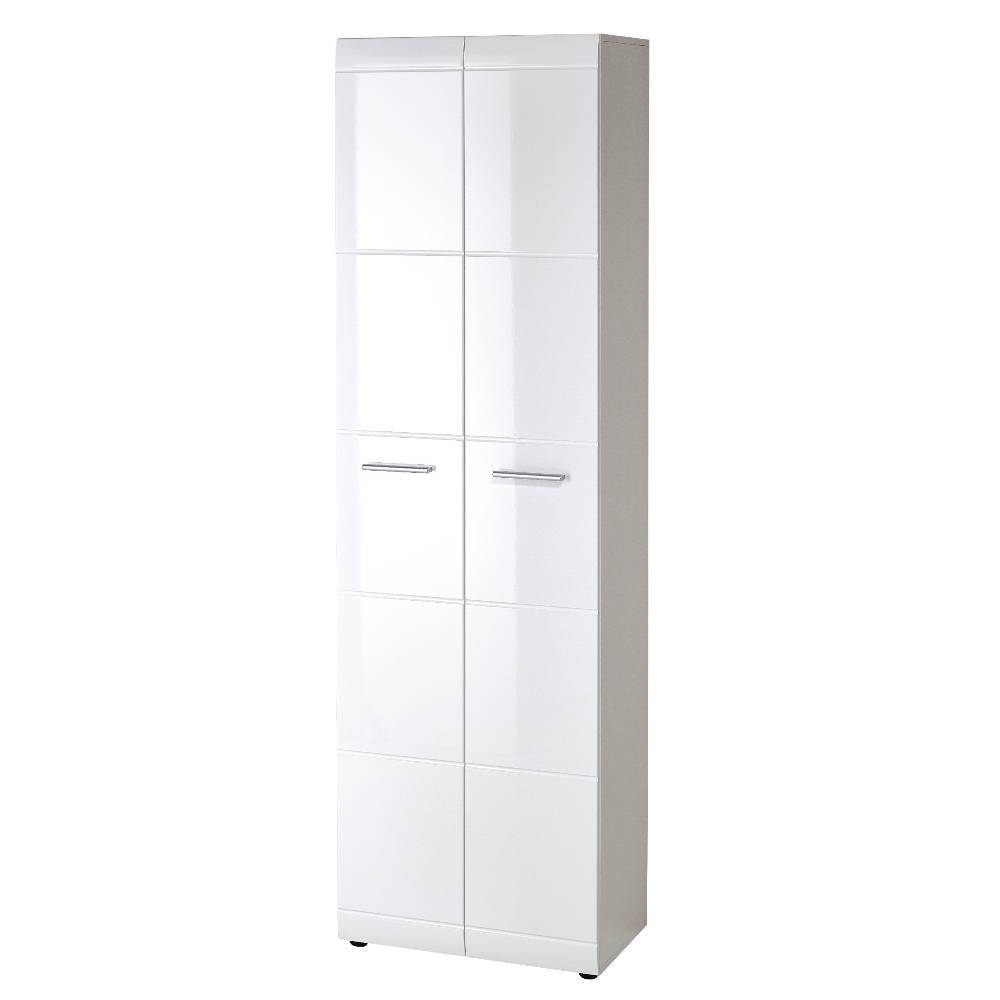 Garderobenschrank in Hochglanz Weiß - Tiondon