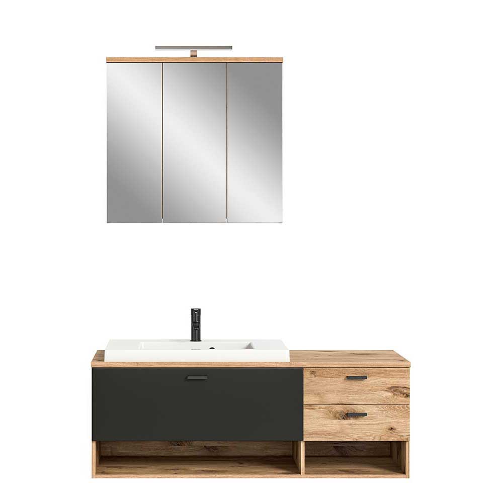 Waschtisch und Spiegelschrank modern - Steikun (zweiteilig)