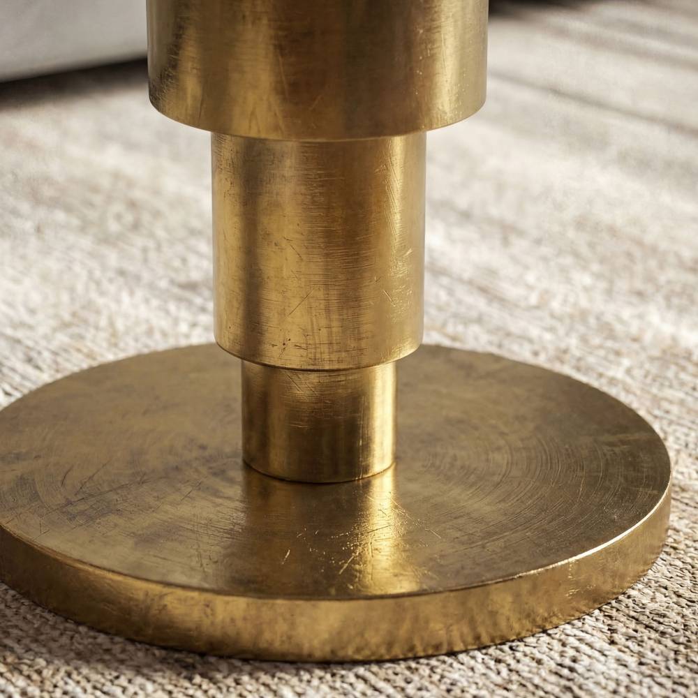 Goldenes Aluminium Säulengestell des Sofatisches mit gebürsteter Oberfläche – Iliavos