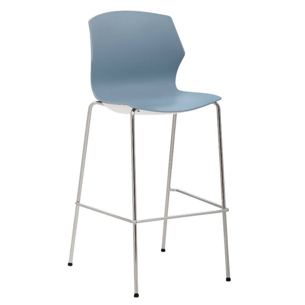 Barstühle mit Sitzschalen in Blaugrau - Clauss (2er Set)