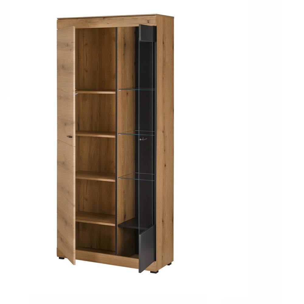 Vitrine und Sideboard Set in Eiche Optik - Addara (zweiteilig)