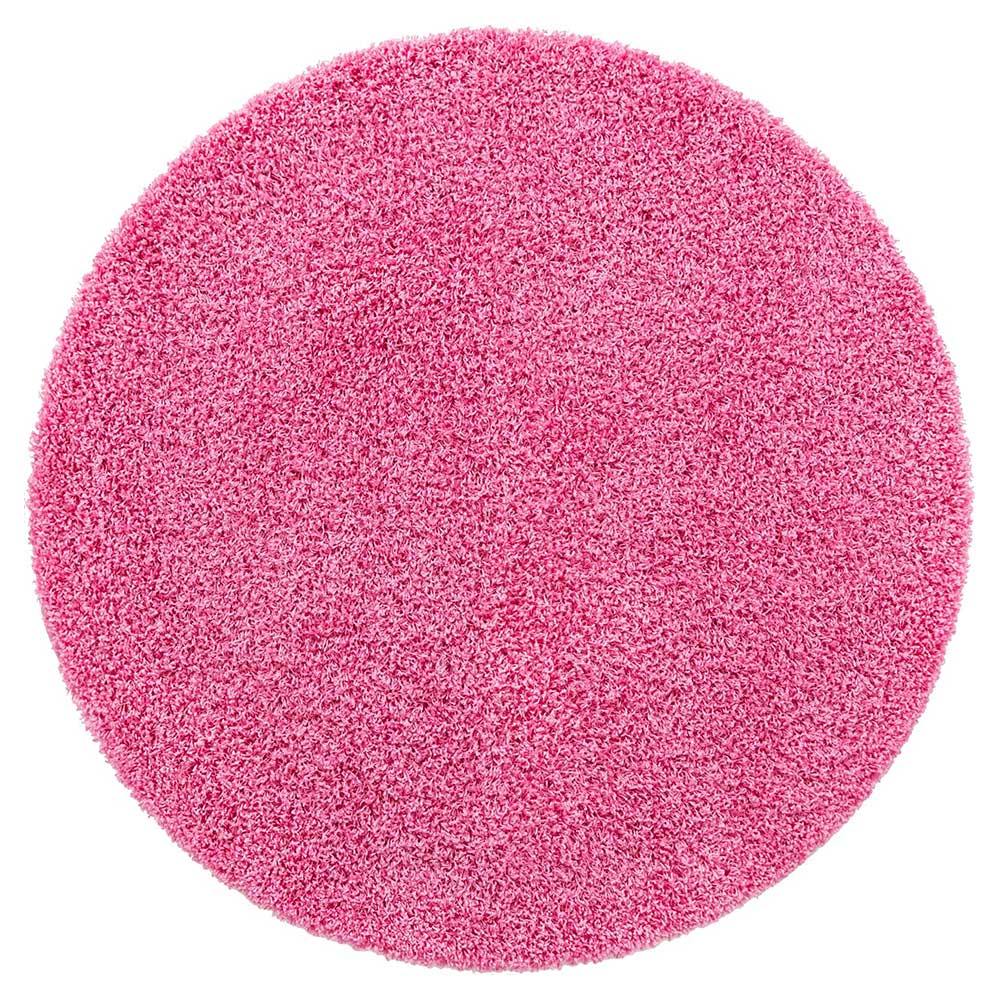 Runder Hochflor Teppich in Pink - Lotte