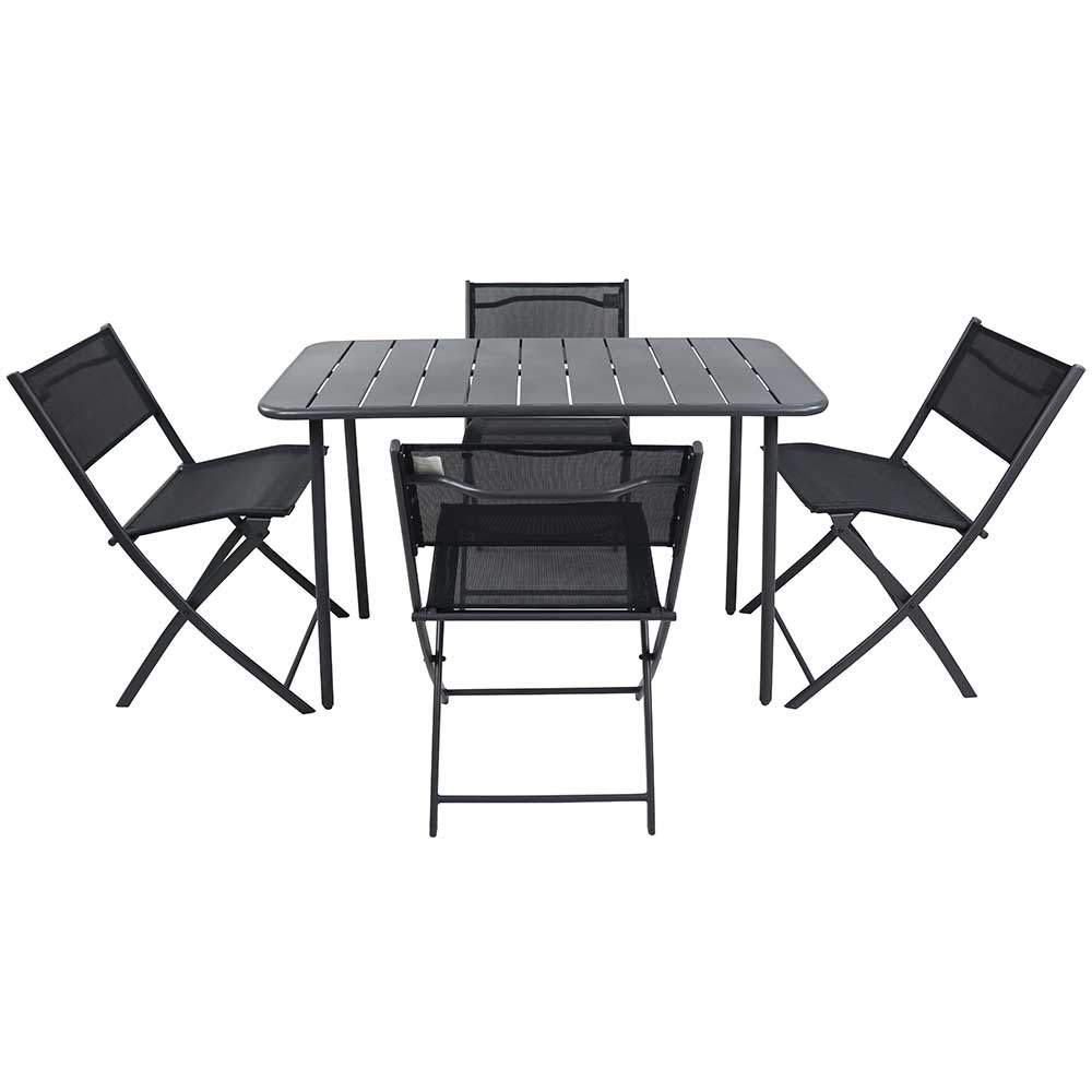 Schwarze Outdoor Essgruppe Set - Xenata (fünfteilig)