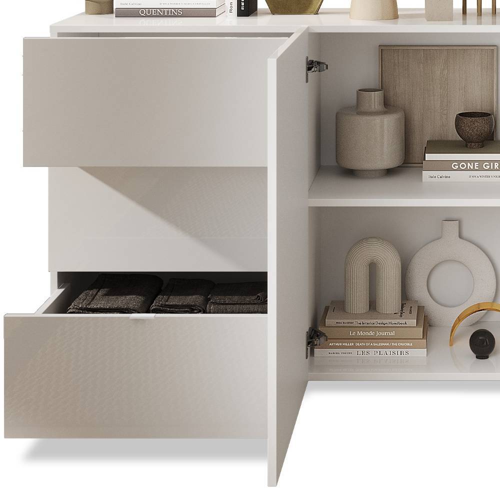 Kombi-Sideboard in Weiß und Wildeiche Optik - Tabea