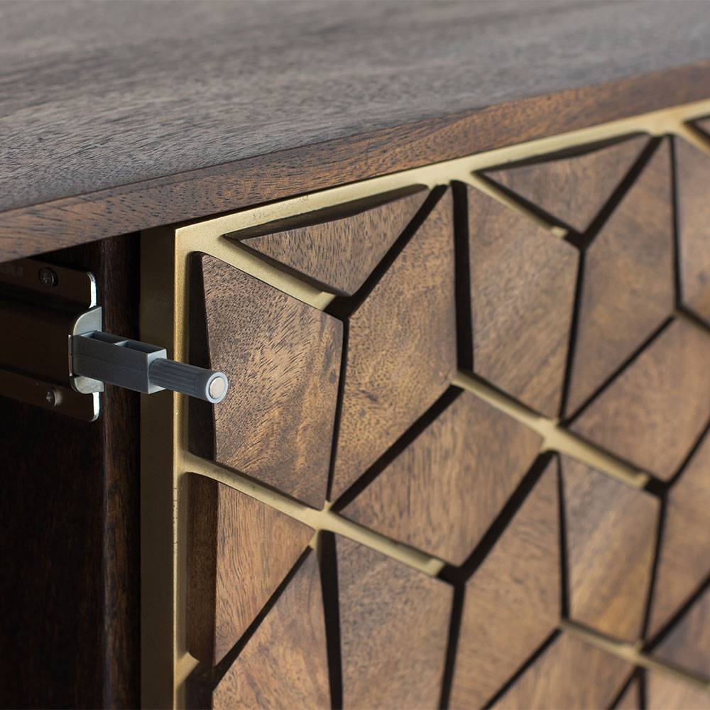 Design Kombi-Kommode in Walnuss Braun und Gold - Feregato