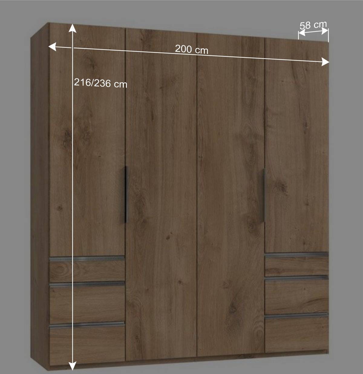 Schlafzimmerschrank mit 4 Türen & 6 Schubladen - Dagidoyo III