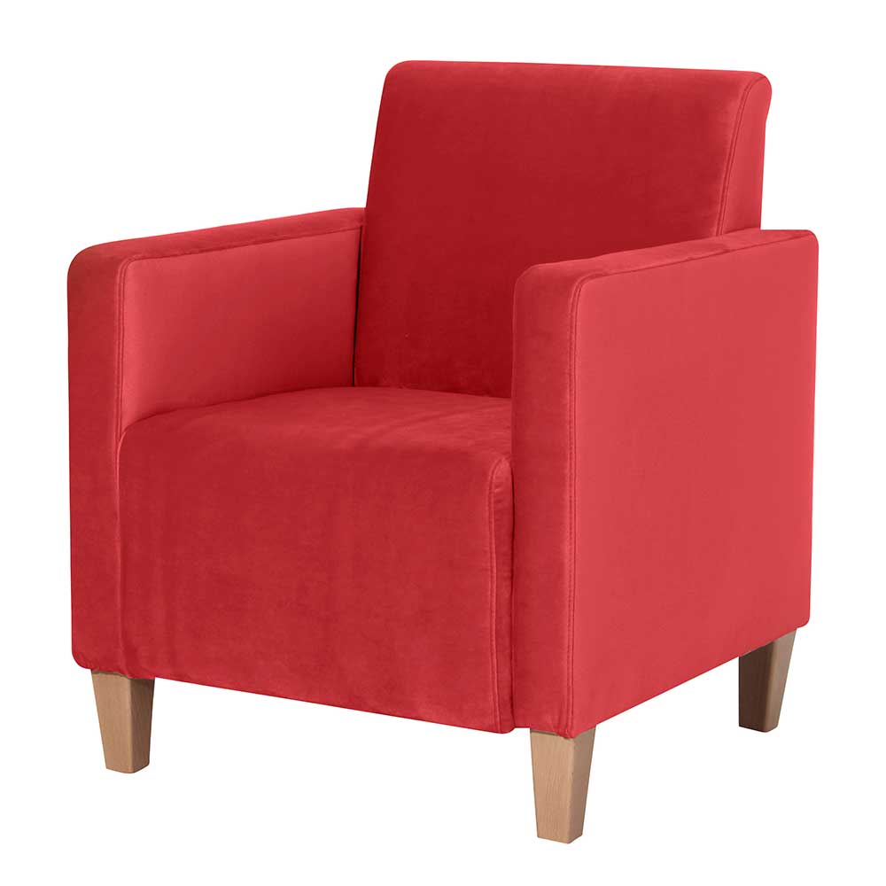 Roter Polstersessel mit Samtvelours-Bezug - Gedeon