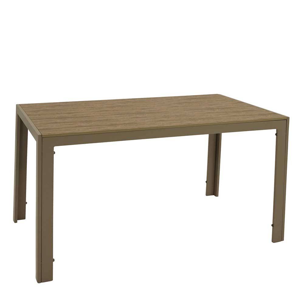 Gartentisch aus Kunststoff Holzoptik Braun - Ruberta