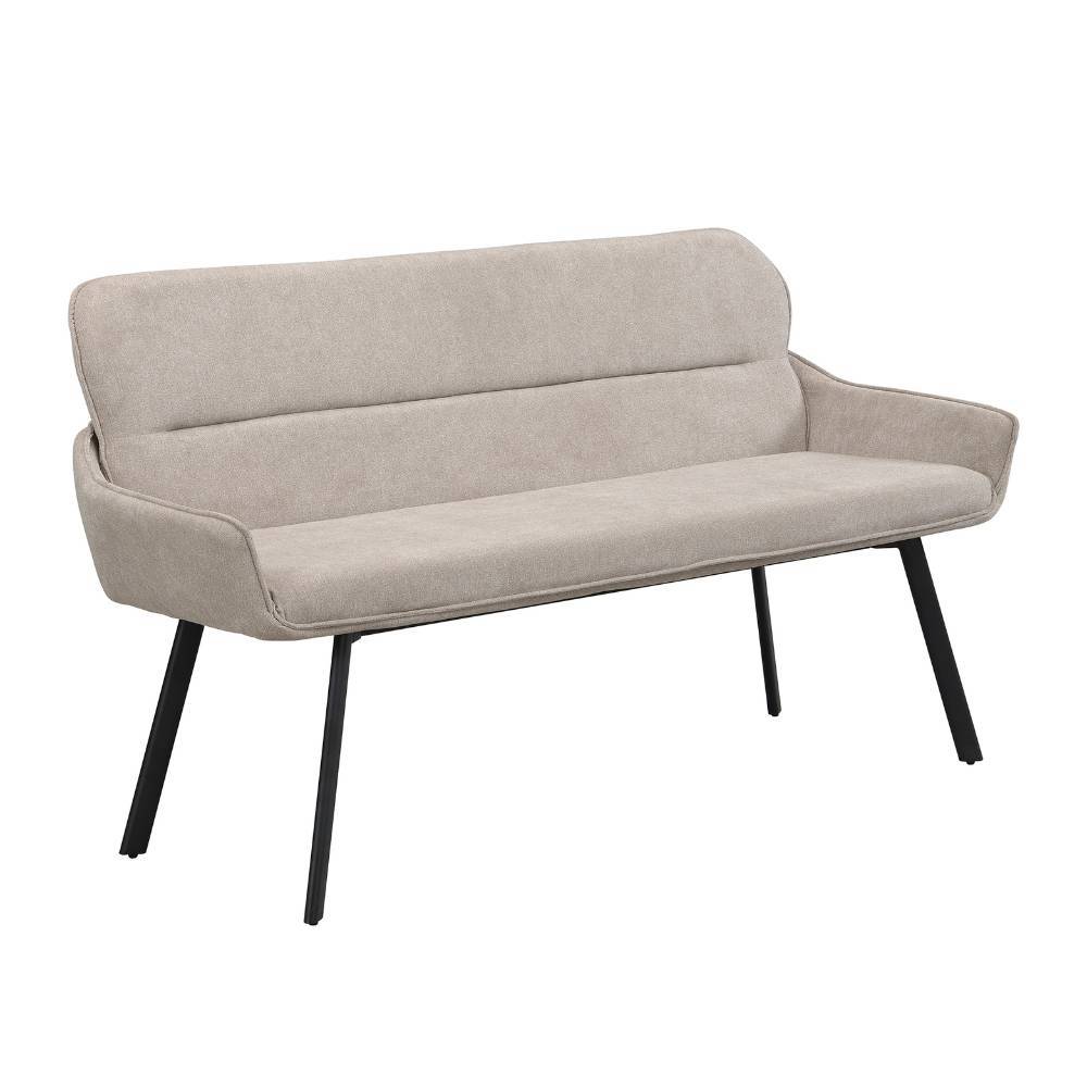 Taupefarbenes Zweisitzer Sofa mit bequemer Rückenlehne und schlanken Beinen – Fridoloria