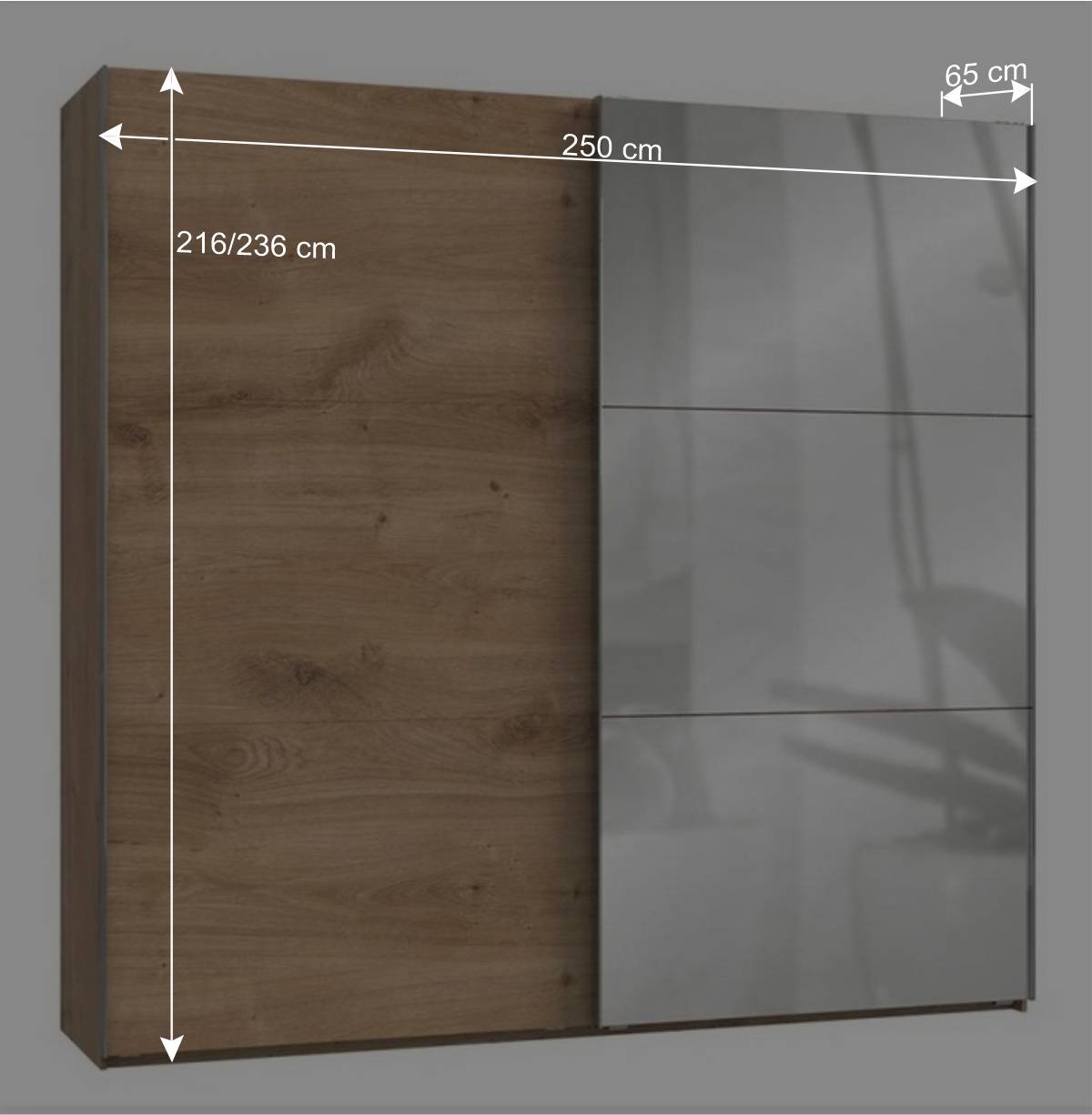 Schiebetürenschrank 250 cm mit zwei Türen - Dagidoyo