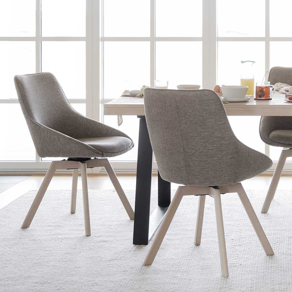 Esszimmer Drehstühle in Beigegrau Stoff - Giliana (2er Set)