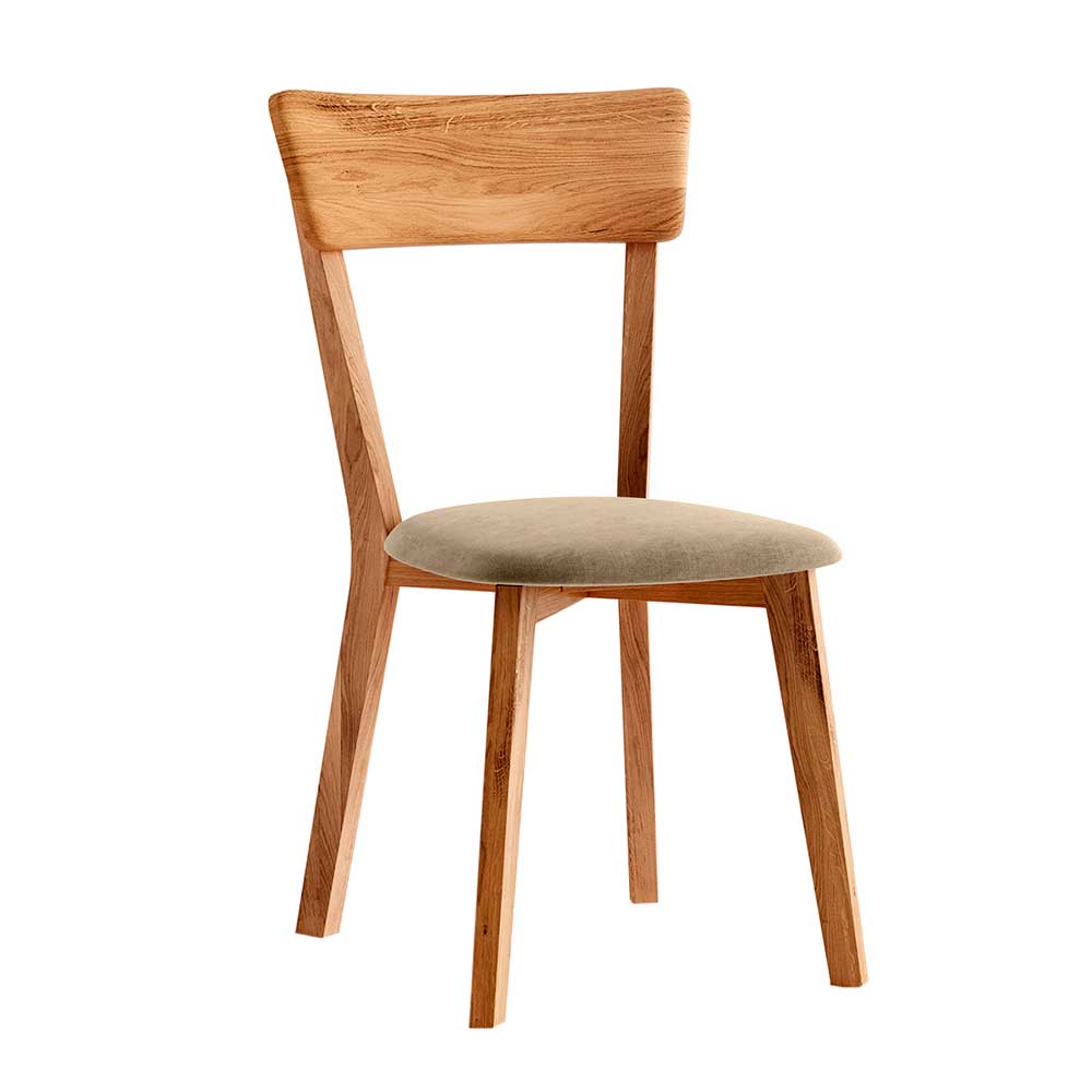 Wildeiche Stuhl Set mit gepolstertem Sitz - Batida (2er Set)