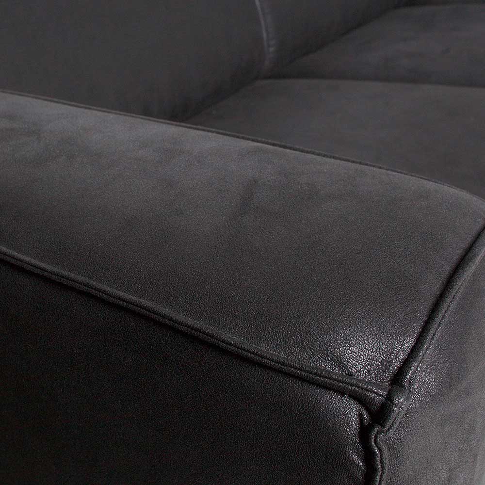 Schwarzes Kunstwildleder Sofa in 280cm oder 372cm Breite - Rojocaba