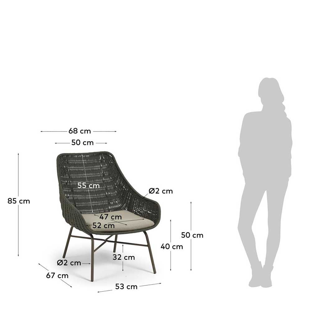 Design Sessel mit Geflecht in Dunkelgrün - Aragona (2er Set)