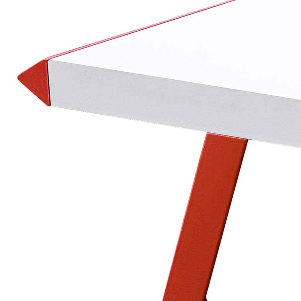 127x60 Schreibtisch in Weiß mit Rot - Kastawa