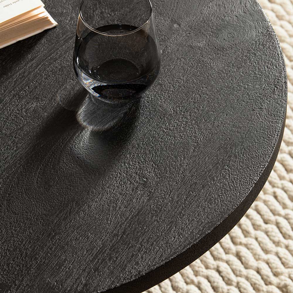 Runder Holz-Couchtisch in Schwarz - Dicampo