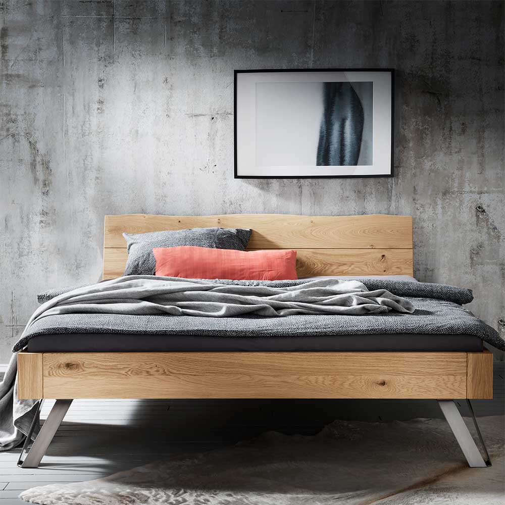 Wildeiche Bett mit Metallfüßen - Zennian