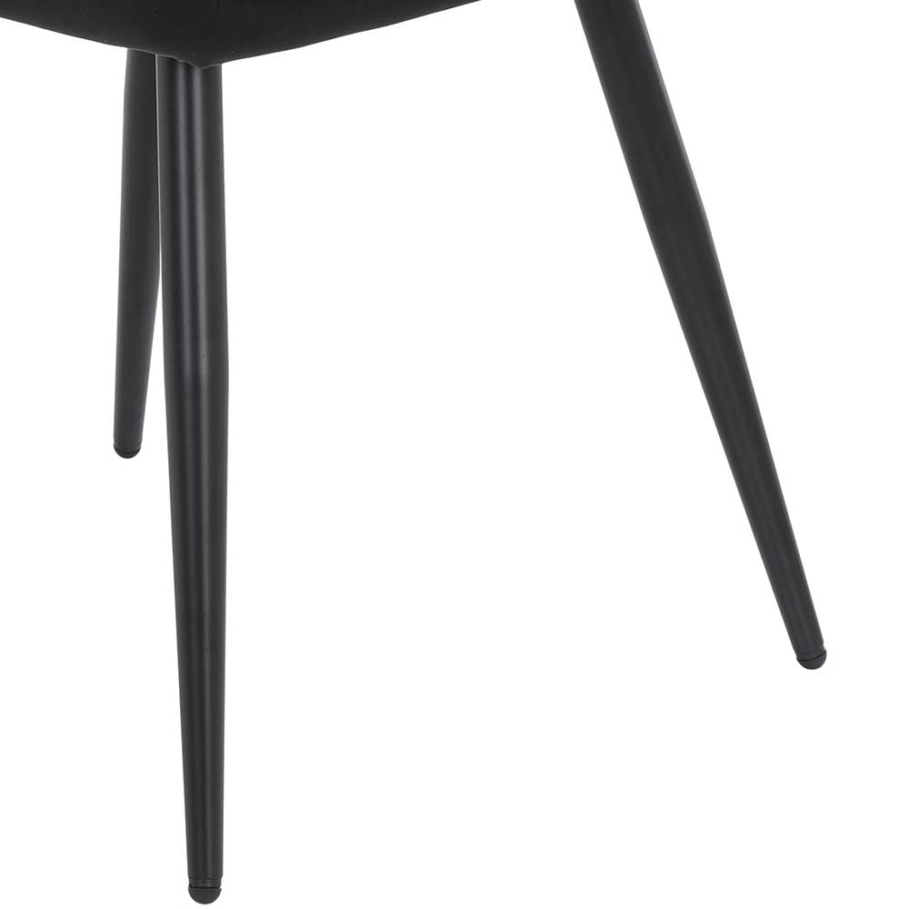 Samtvelours Tischsessel in Schwarz - Laromain (2er Set)