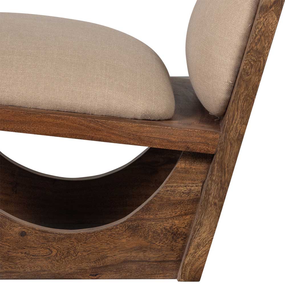 Akazienholz Sessel in Beige Boucle - Uriscano