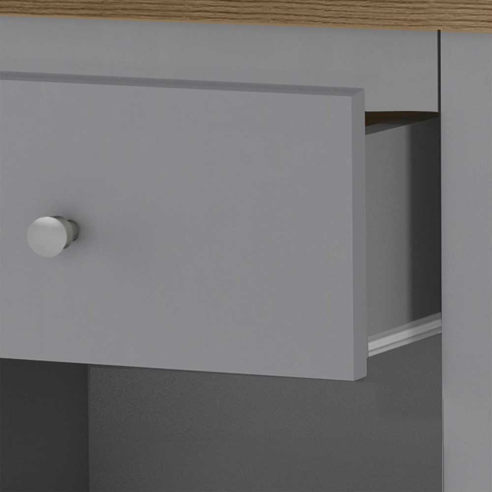 Scandi Chic Nachtkommode in Grau mit Eiche - Donia