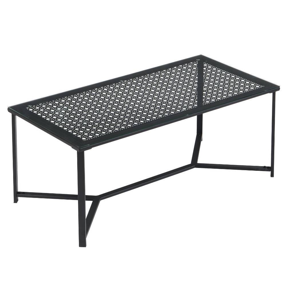 Wohnzimmer-Glastisch mit Metallgestell - Panfreda