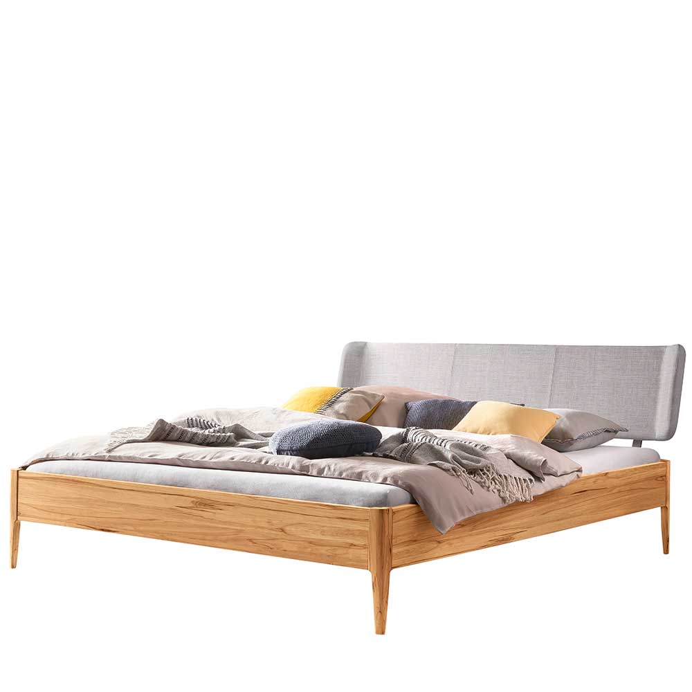 Wildbuche Bett mit Kopfteil aus Stoff in Grau - Bonifazio
