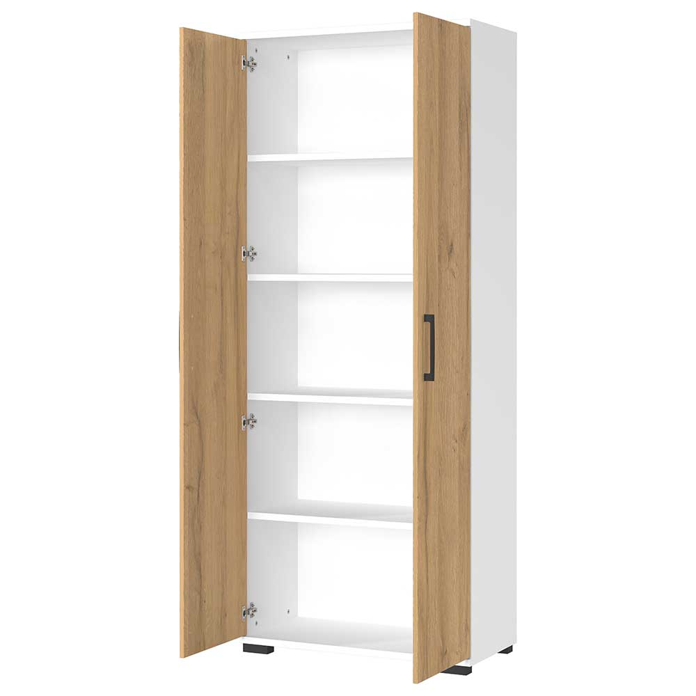 Aktenordnerschrank in Wildeiche mit Weiß - Andrass
